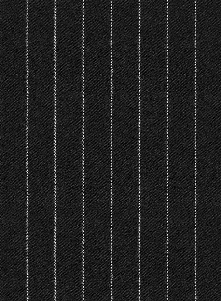 Italian Afito Black Chalkstripe Flannel Jacket - StudioSuits