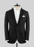 Italian Afito Black Chalkstripe Flannel Suit - StudioSuits