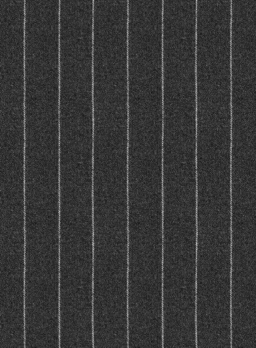 Italian Afito Dark Gray Chalkstripe Flannel Jacket - StudioSuits