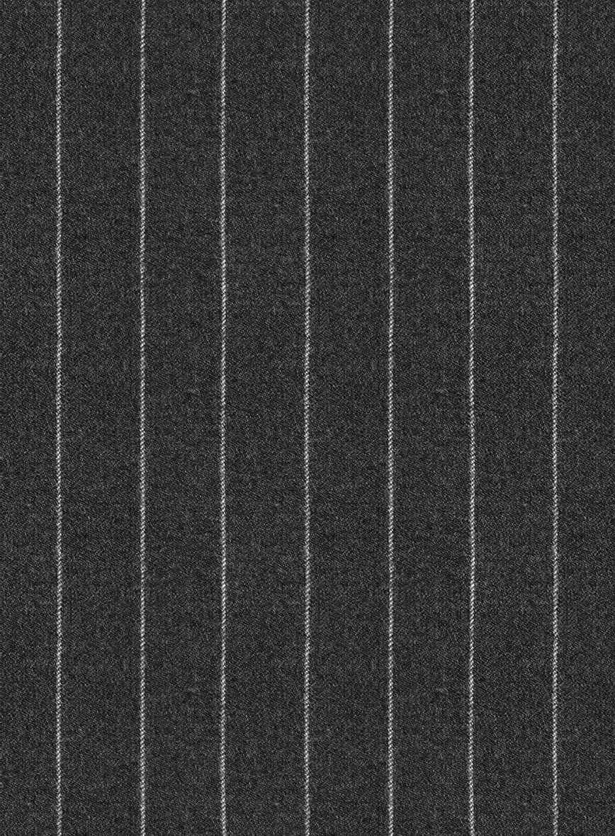Italian Afito Dark Gray Chalkstripe Flannel Jacket - StudioSuits