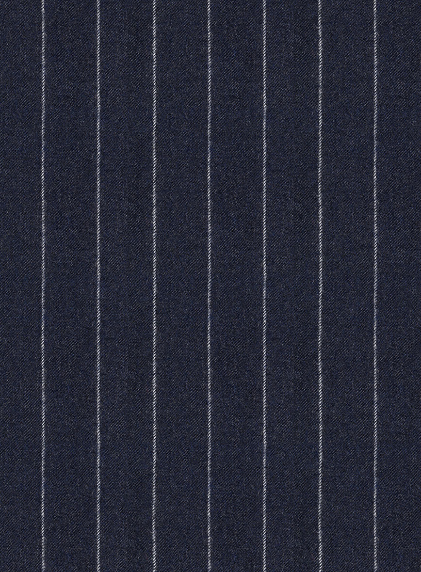 Italian Afito Indigo Blue Chalkstripe Flannel Jacket - StudioSuits