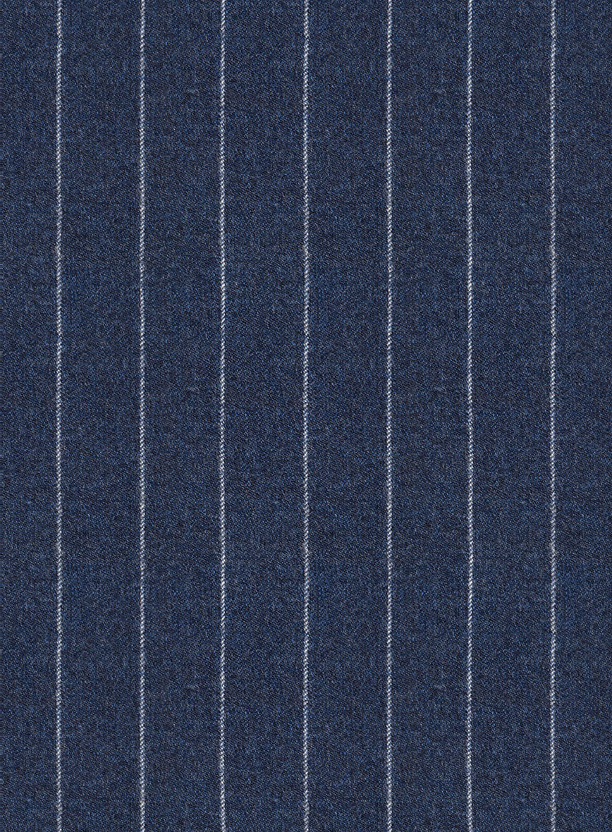 Italian Afito Royal Blue Chalkstripe Flannel Pants - StudioSuits