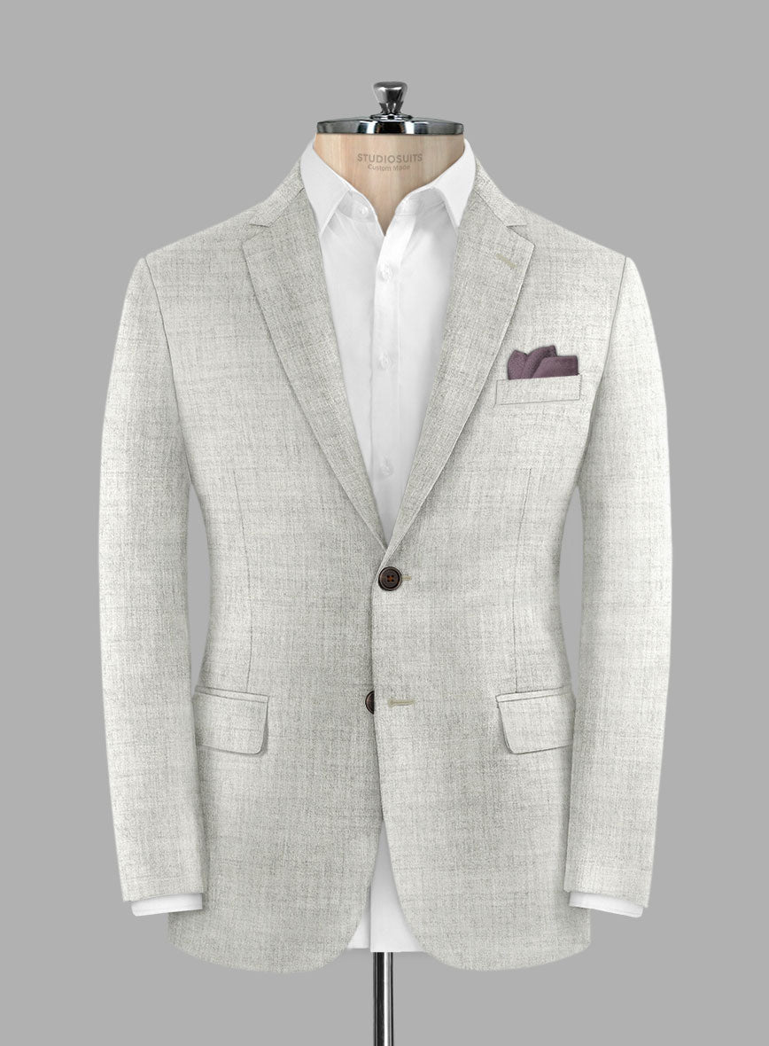 Italian Aime Ivory Gray Wool Jacket - StudioSuits