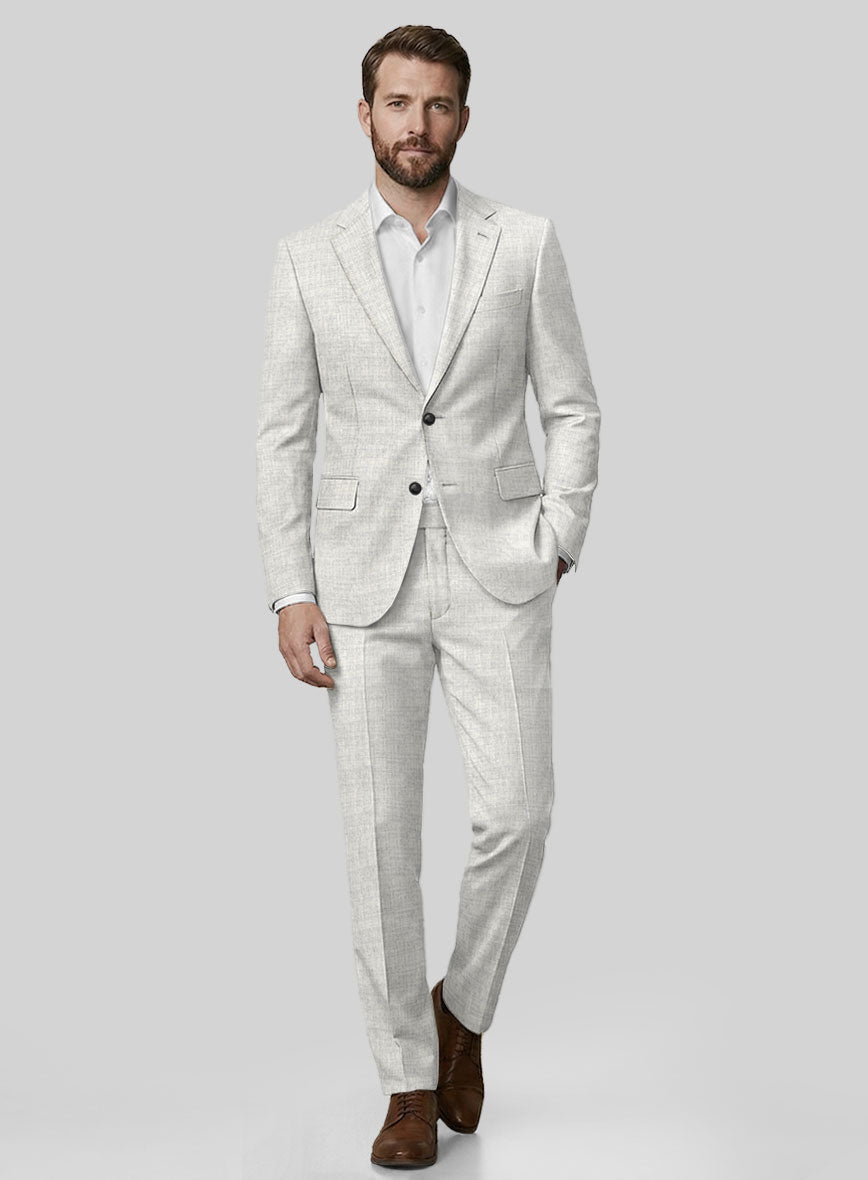 Italian Aime Ivory Gray Wool Suit - StudioSuits