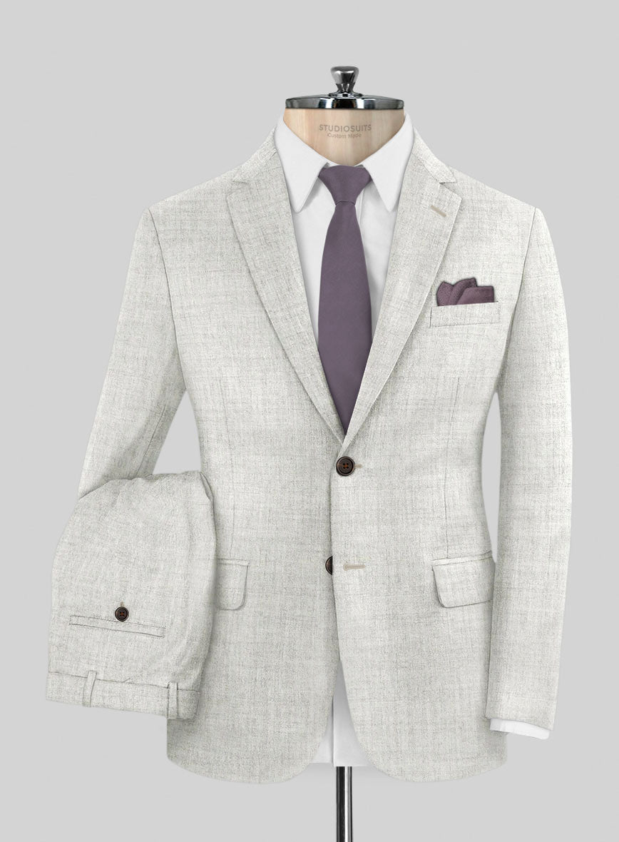 Italian Aime Ivory Gray Wool Suit - StudioSuits