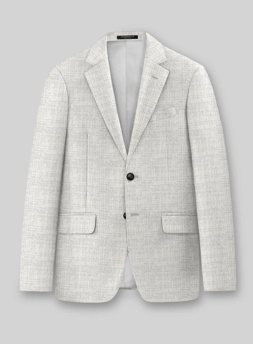 Italian Aime Ivory Gray Wool Jacket - StudioSuits