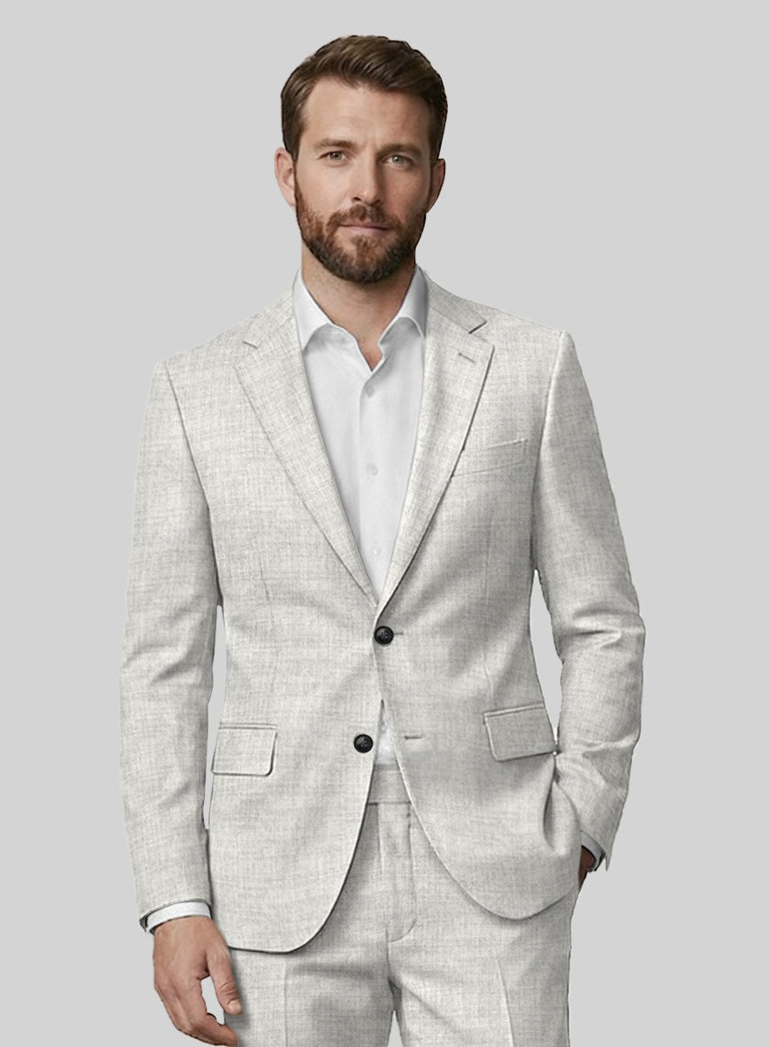 Italian Aime Ivory Gray Wool Suit - StudioSuits