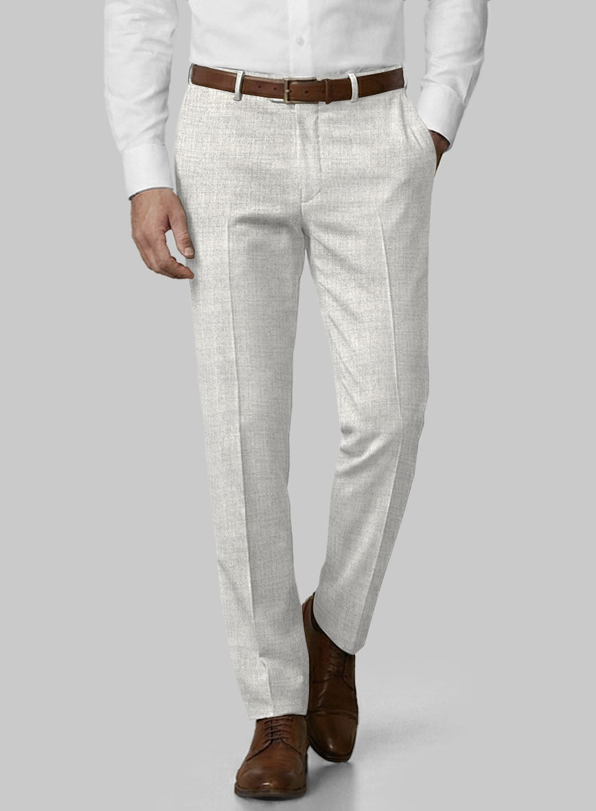 Italian Aime Ivory Gray Wool Pants - StudioSuits