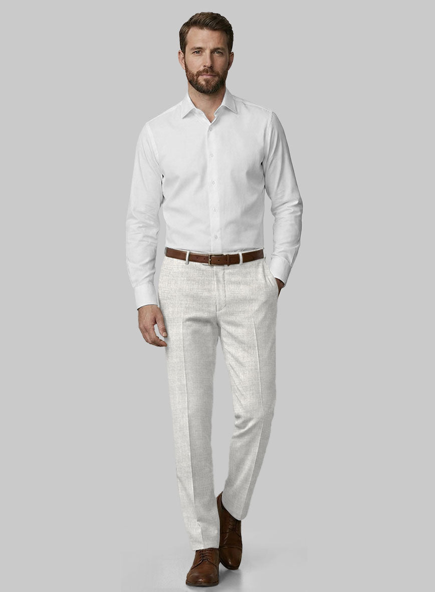 Italian Aime Ivory Gray Wool Suit - StudioSuits