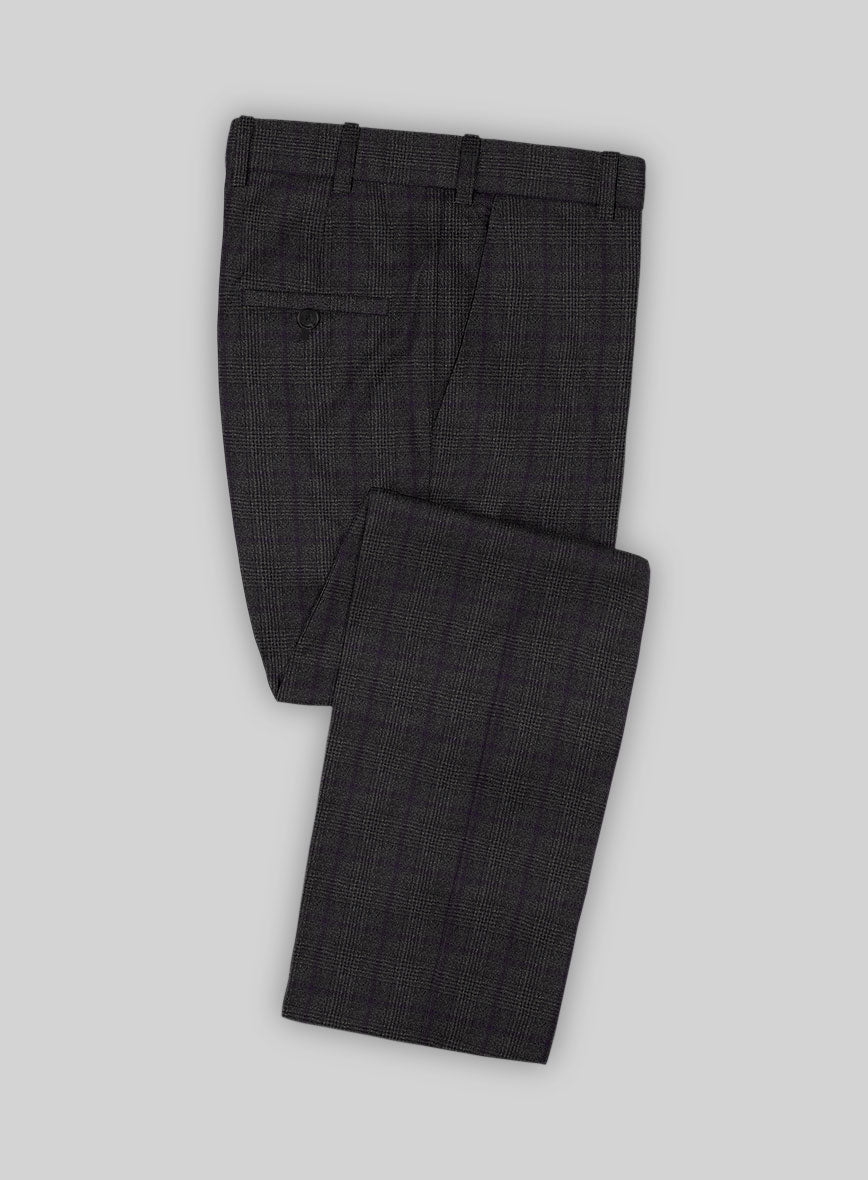 Italian Almo Gray Checks Flannel Pants - StudioSuits