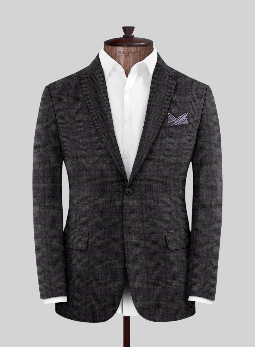 Italian Almo Gray Checks Flannel Suit - StudioSuits