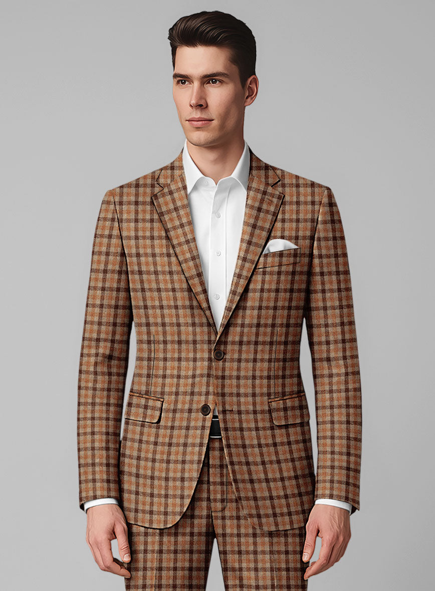 Italian Amberwood Check Tweed Jacket - StudioSuits