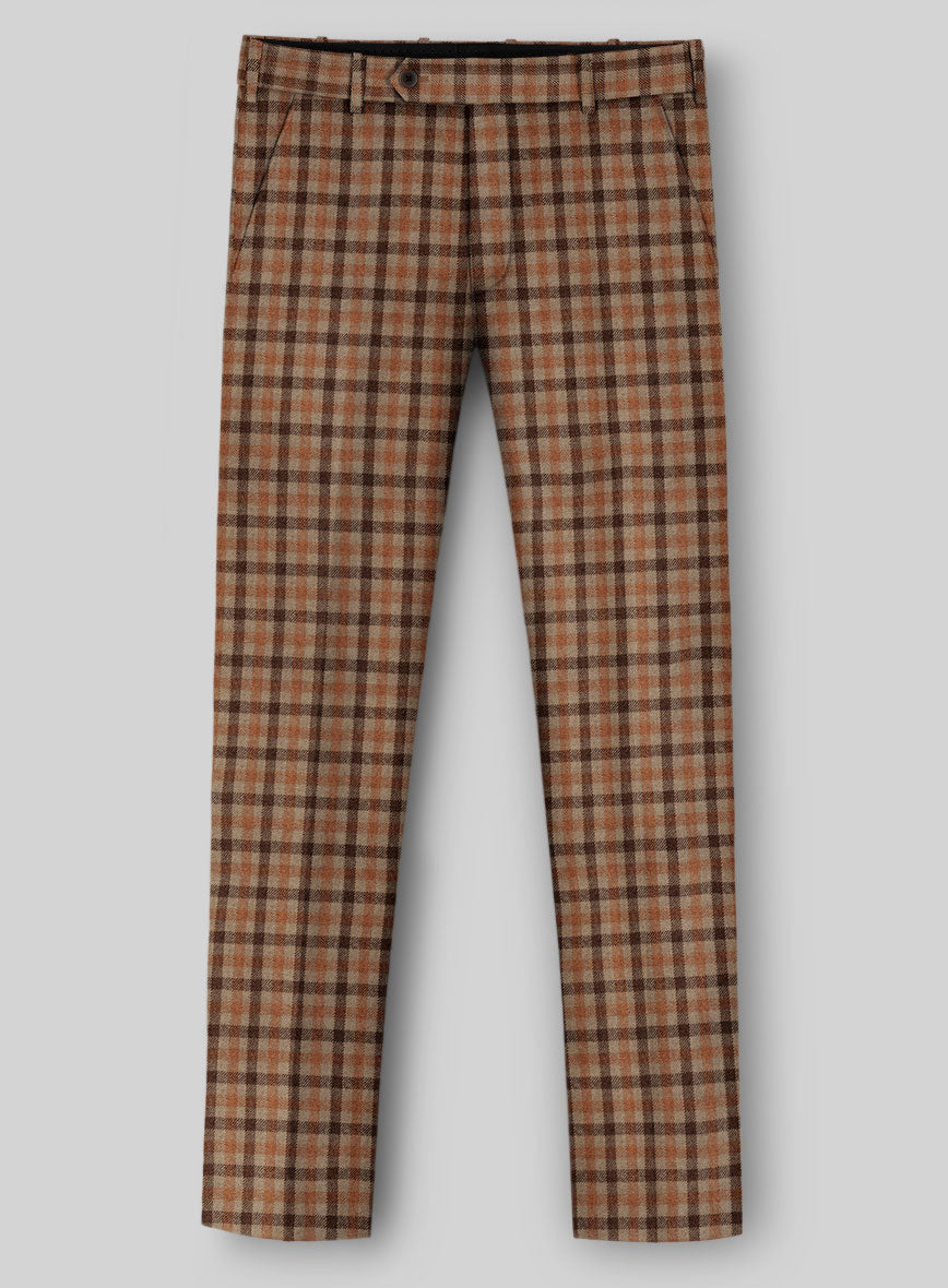 Italian Amberwood Check Tweed Pants - StudioSuits