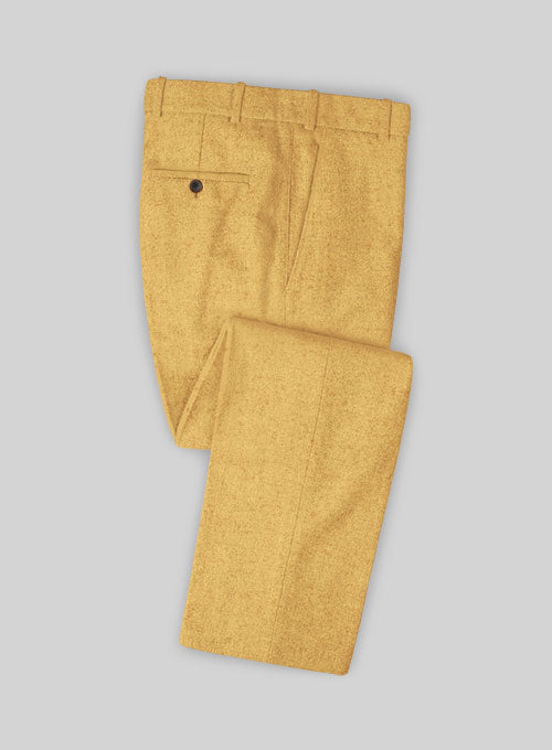 Italian Amber Yellow Tweed Pants - StudioSuits