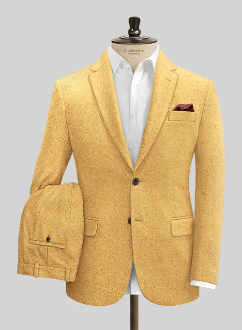 Italian Amber Yellow Tweed Suit - StudioSuits