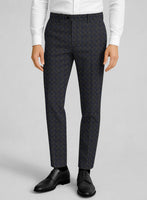 Italian Ashen Blue Check Tweed Pants - StudioSuits