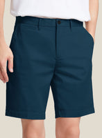 Italian Astronaut Blue Cotton Stretch Shorts - StudioSuits