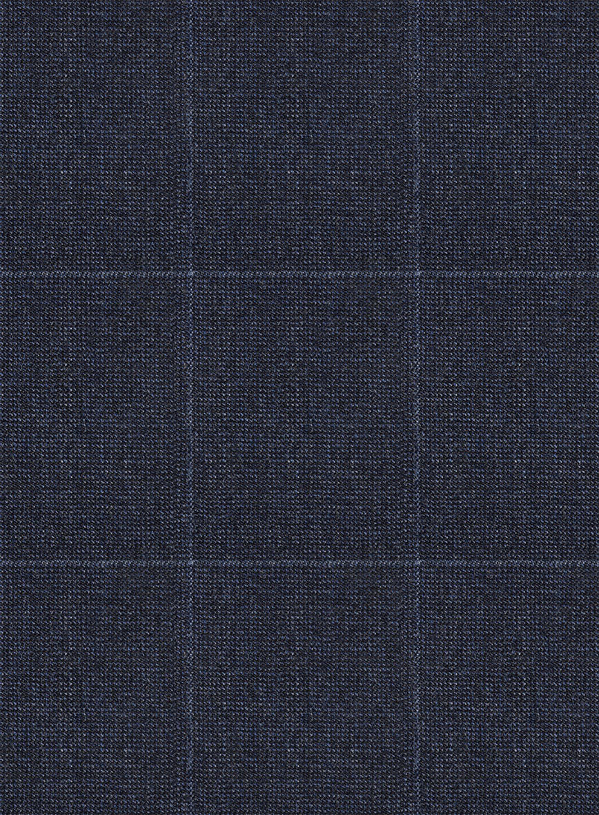 Italian Balca Blue Windowpane Flannel Pants - StudioSuits