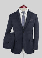 Italian Balca Blue Windowpane Flannel Suit - StudioSuits
