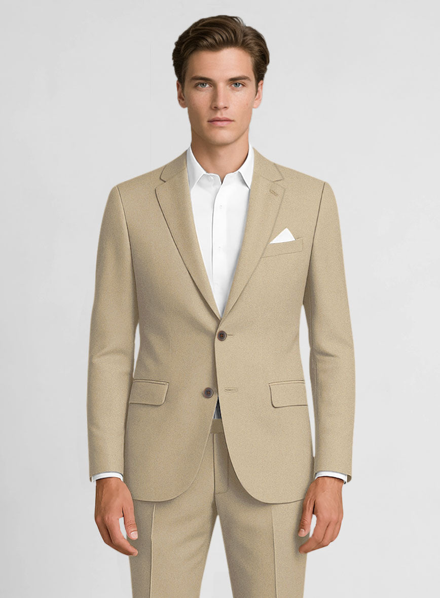 Italian Beige Cotton Stretch Suit - StudioSuits