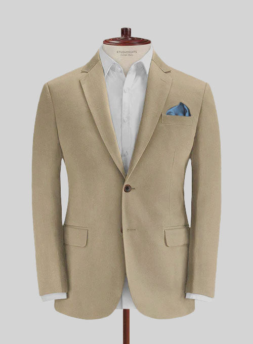 Italian Beige Cotton Stretch Jacket - StudioSuits