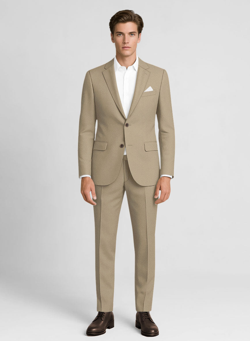Italian Beige Cotton Stretch Suit - StudioSuits