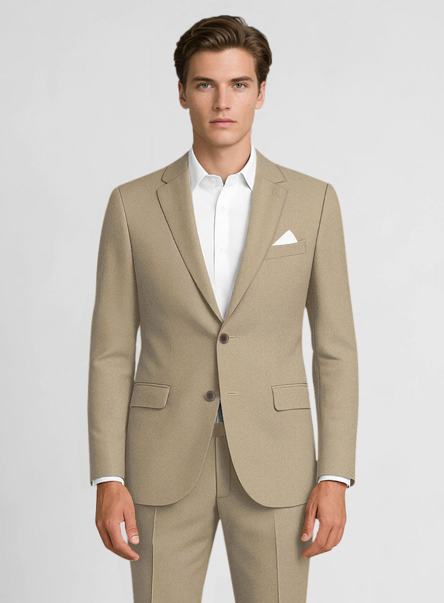 Italian Beige Cotton Stretch Jacket - StudioSuits