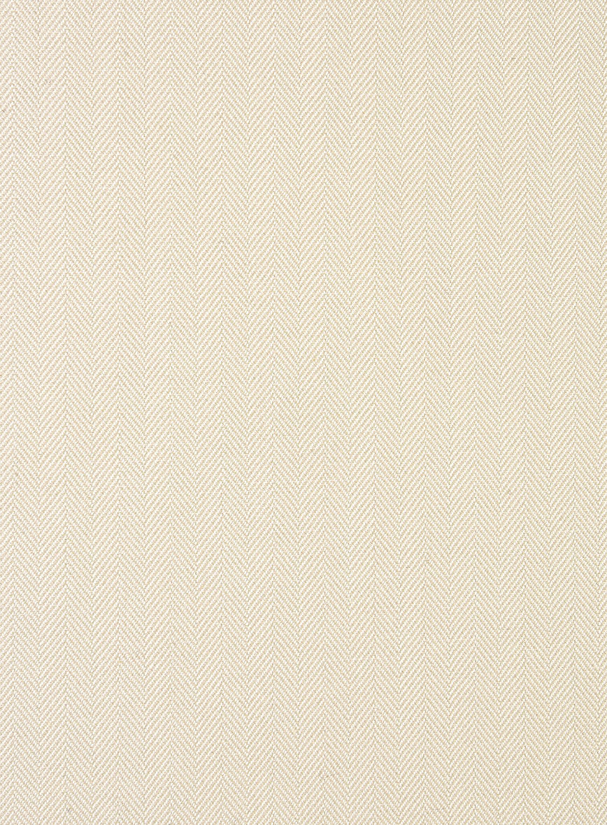 Italian Beige Herringbone Cotton Pants - StudioSuits