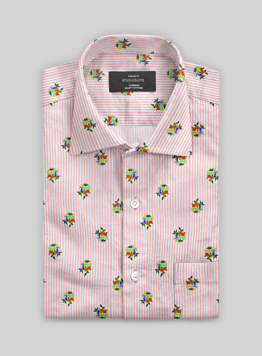 Italian Bengal Stripe Pink Summer Linen Shirt - StudioSuits