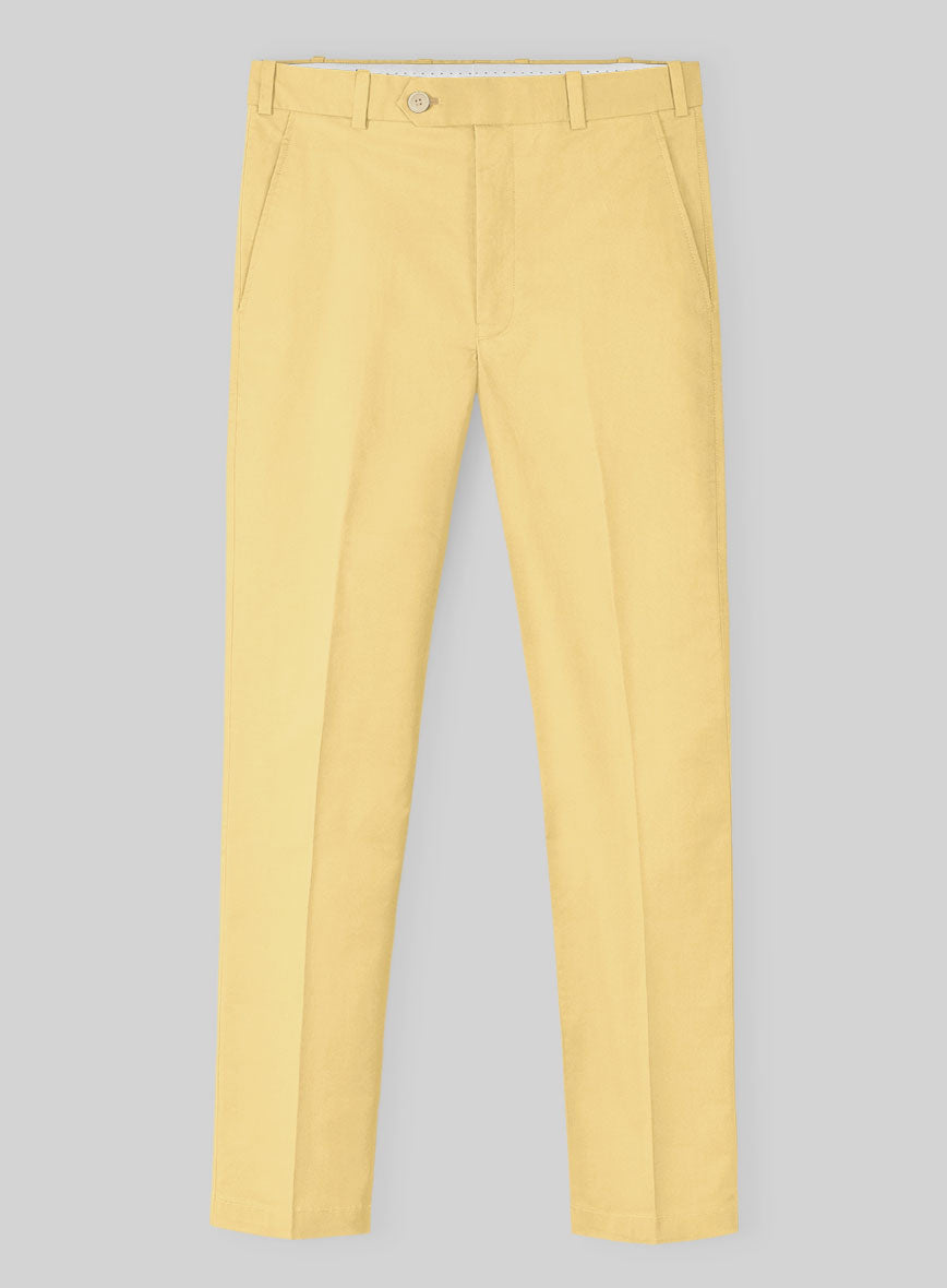 Italian Biella Yellow Cotton Pants - StudioSuits