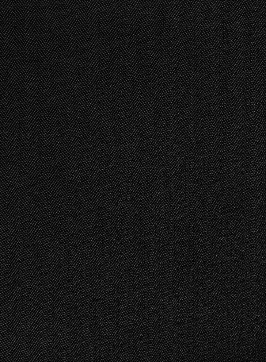Italian Black Herringbone Cotton Pants - StudioSuits