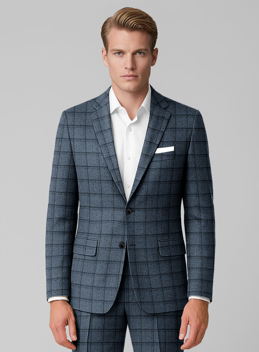 Italian Bluebourne Check Tweed Jacket - StudioSuits