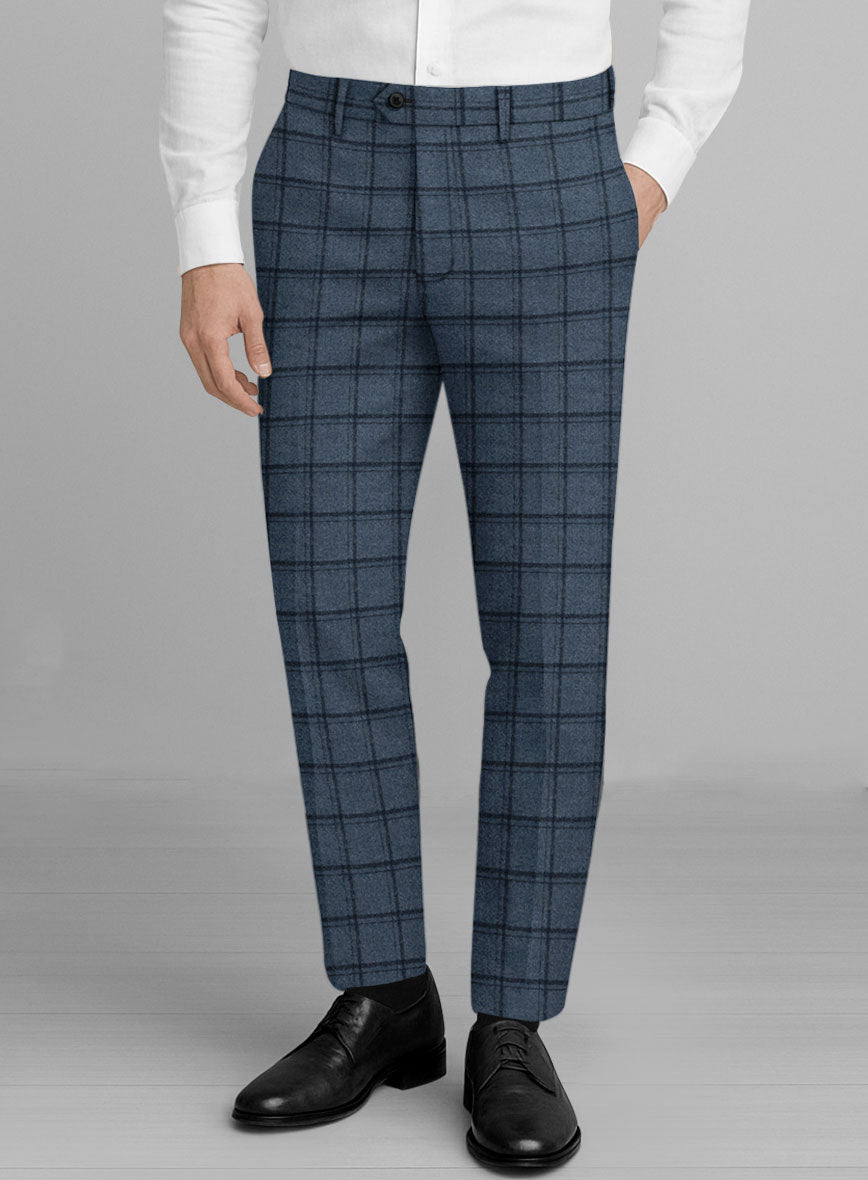 Italian Bluebourne Check Tweed Pants - StudioSuits