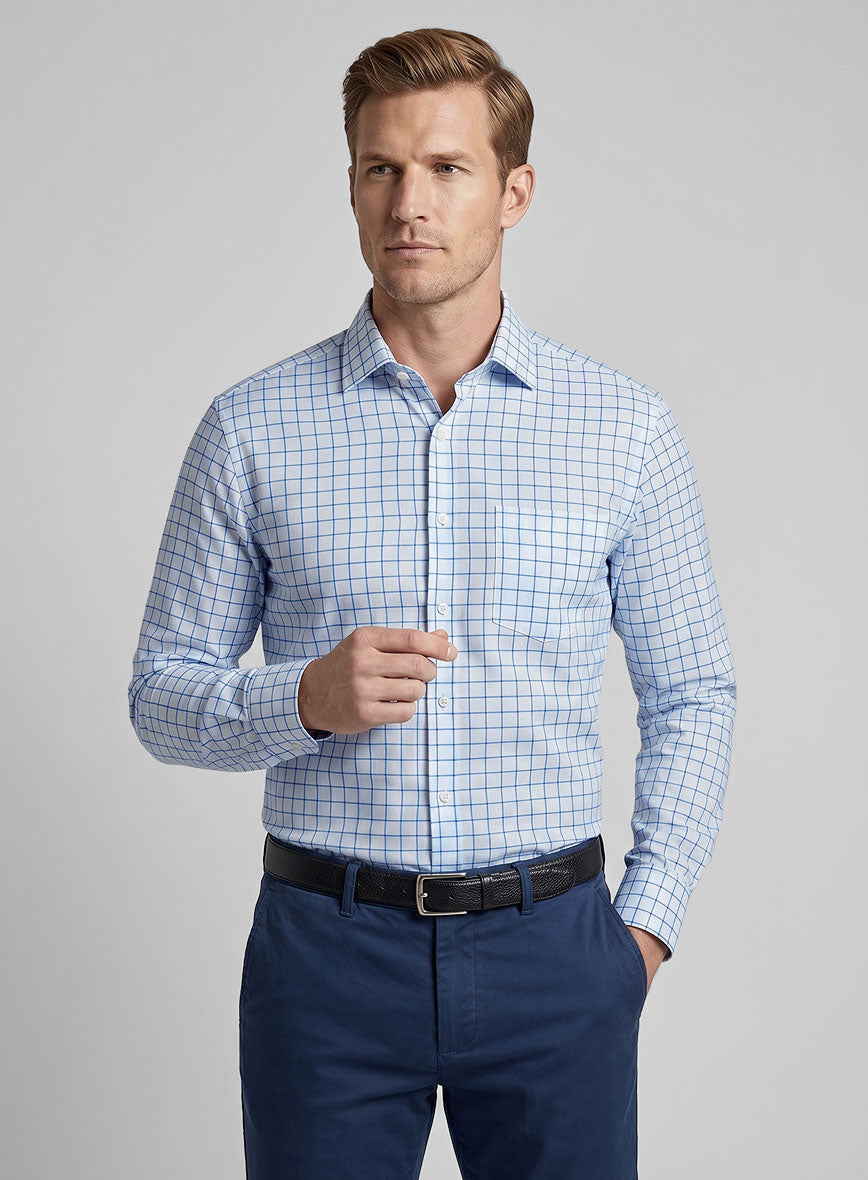 Italian Blueframe Check Shirt - StudioSuits
