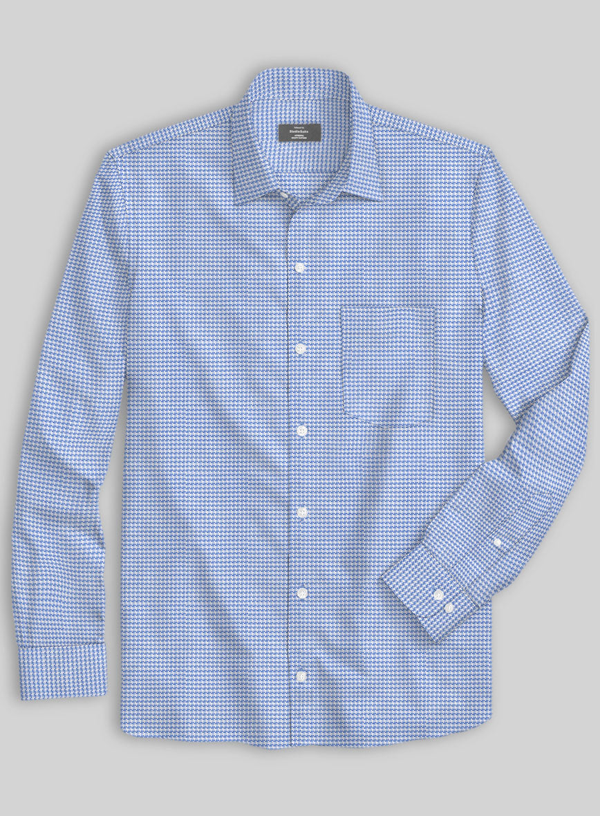 Italian Blue Houndstooth Shirt - StudioSuits