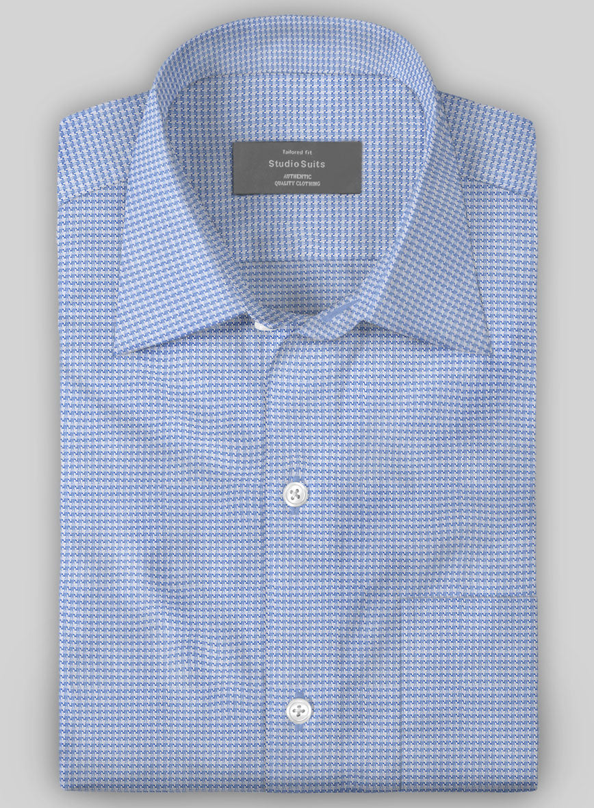 Italian Blue Houndstooth Shirt - StudioSuits