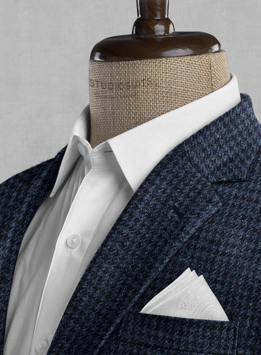 Italian Blue Houndstooth Tweed Jacket - StudioSuits