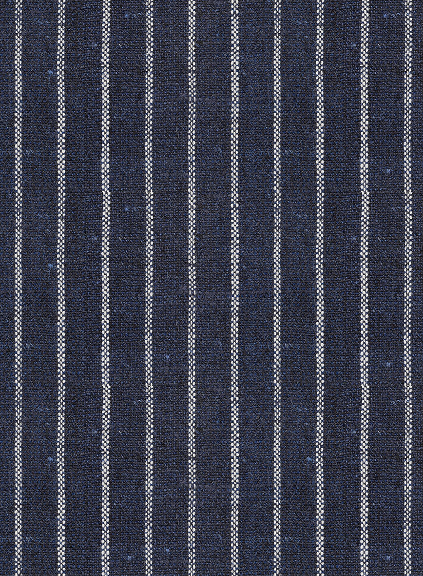 Italian Blue Stripe Wool Silk Jacket - StudioSuits