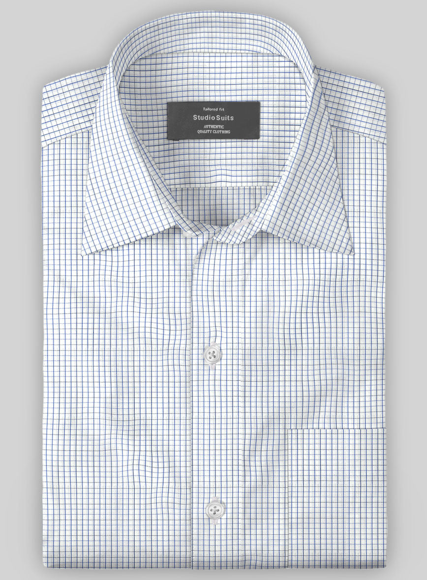 Italian Blue Windowpane Shirt - StudioSuits