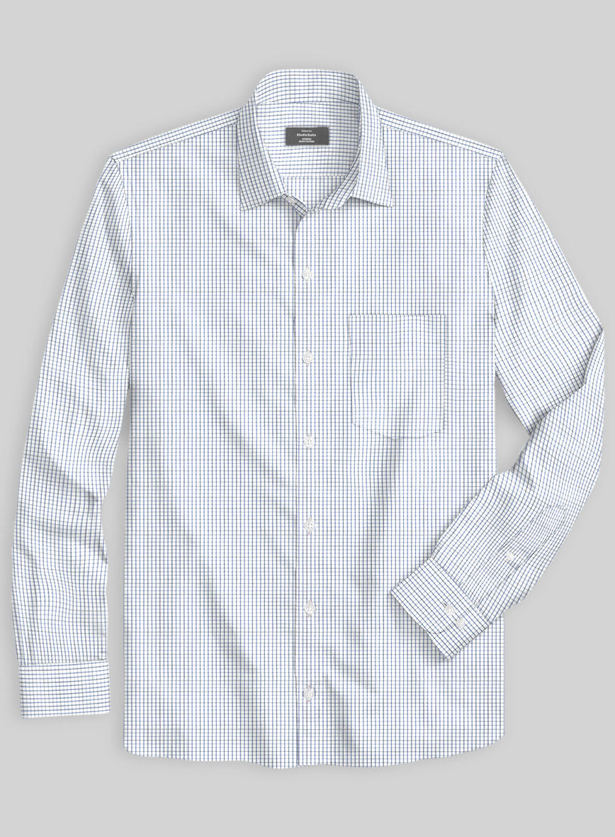 Italian Blue Windowpane Shirt - StudioSuits