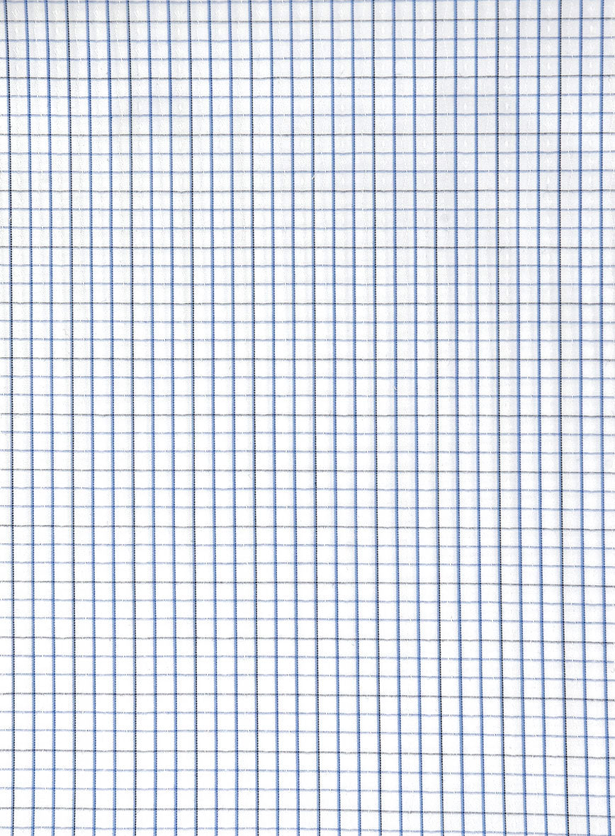 Italian Blue Windowpane Shirt - StudioSuits