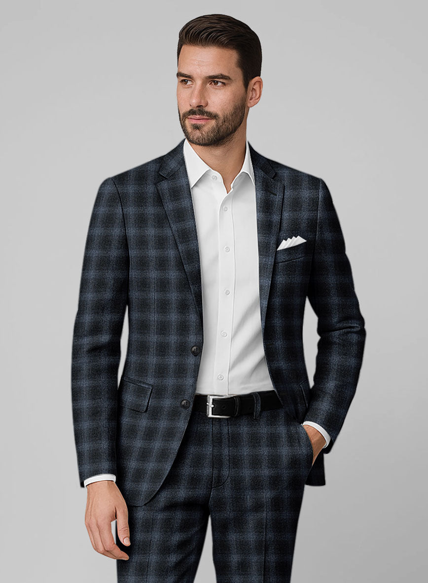Italian Bluewood Check Tweed Jacket - StudioSuits