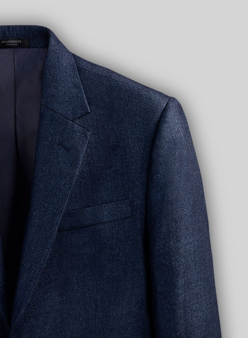 Italian Brandy Blue Linen Jacket - 42R - StudioSuits