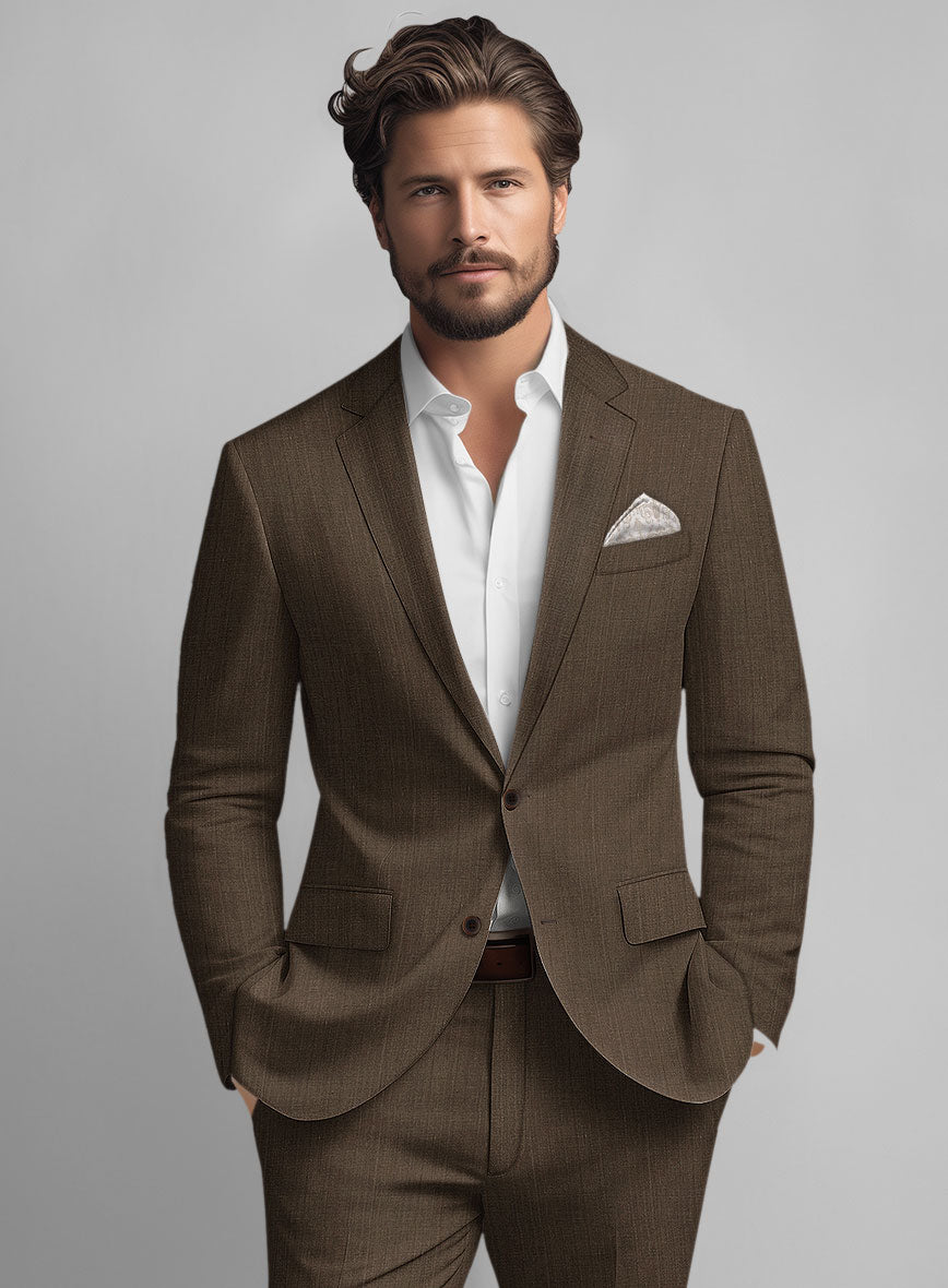 Men's Italian Brown Linen Suit by StudioSuits