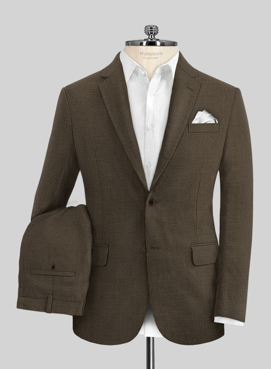Mens Brown Linen Suit - Brown Summer Wedding Suit