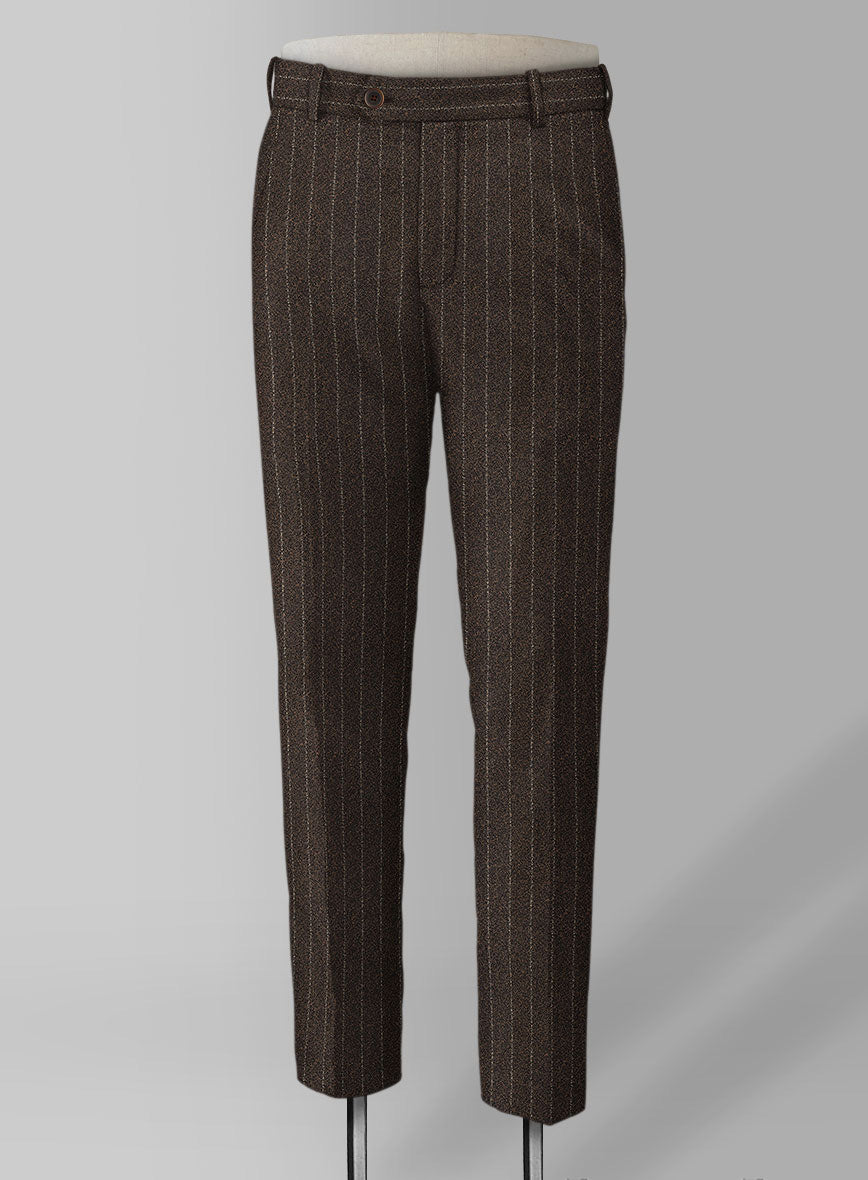 Italian Brown Stripe Clano Tweed Pants - StudioSuits