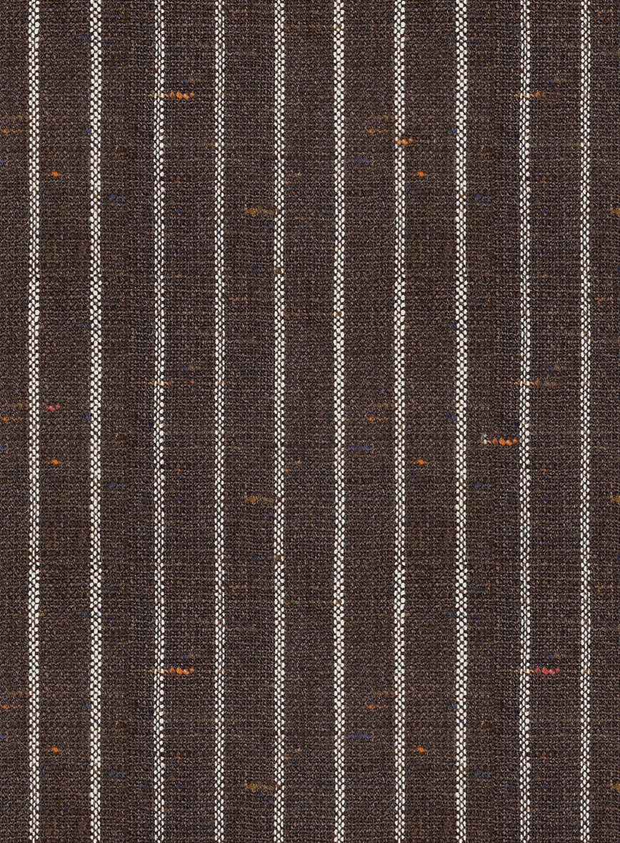 Italian Brown Stripe Wool Silk Jacket - StudioSuits