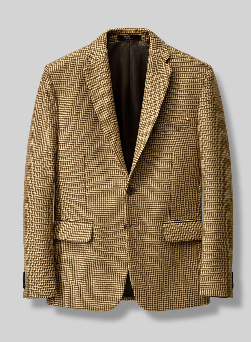 Italian Brown Houndstooth Tweed Jacket - StudioSuits