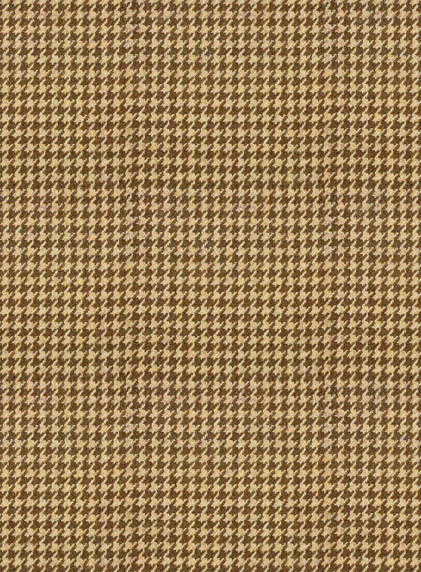Italian Brown Houndstooth Tweed Pants - StudioSuits