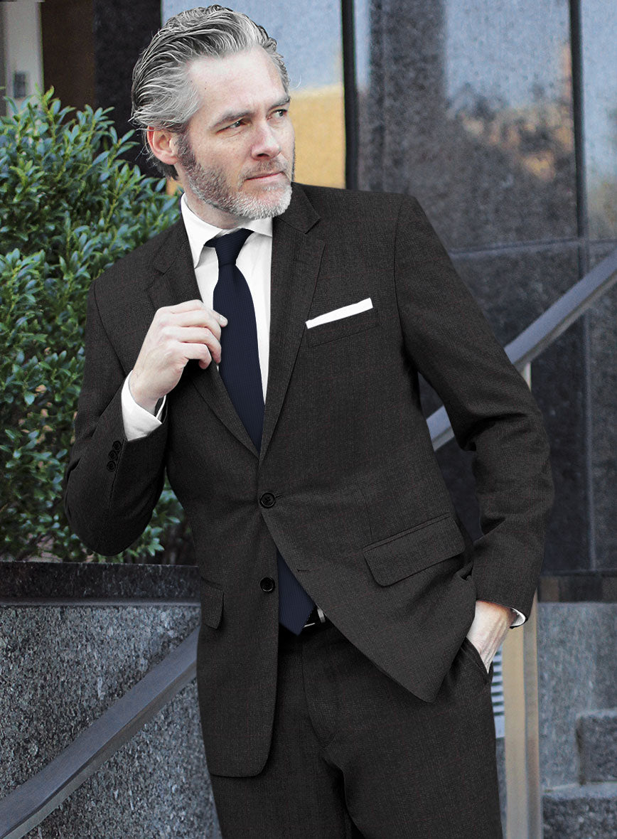Italian Burta Charcoal Glen Flannel Jacket - StudioSuits